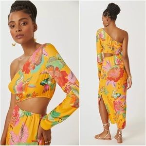 FARM Rio x Anthropologie Single Shoulder Printed Maxi Dress